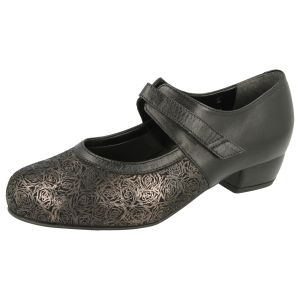 Womens Wide Fit Mid Heel Stretch Panel Court Shoe - Constance