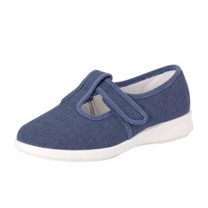 Womens Wide Fit Touch Strap Canvas Shoes - Scroll
