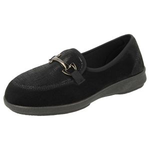 Womens Wide Fit Stretch Fabric Slip On House Shoes - Aster