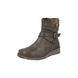 Womens Wide Fit Faux Leather Zip Fastening Ankle Boots - Mink
