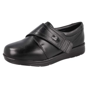 Womens Wide Fit Touch Strap Flat Shoes - Cher