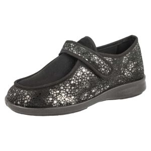 Womens Wide Fit Stretch Touch Strap House Shoes - Wildflower